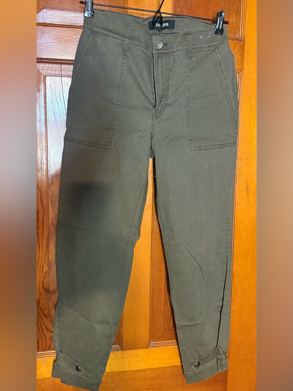 Express Cropped Straight High Rise Stretch Utility Pants Size 6 Olive